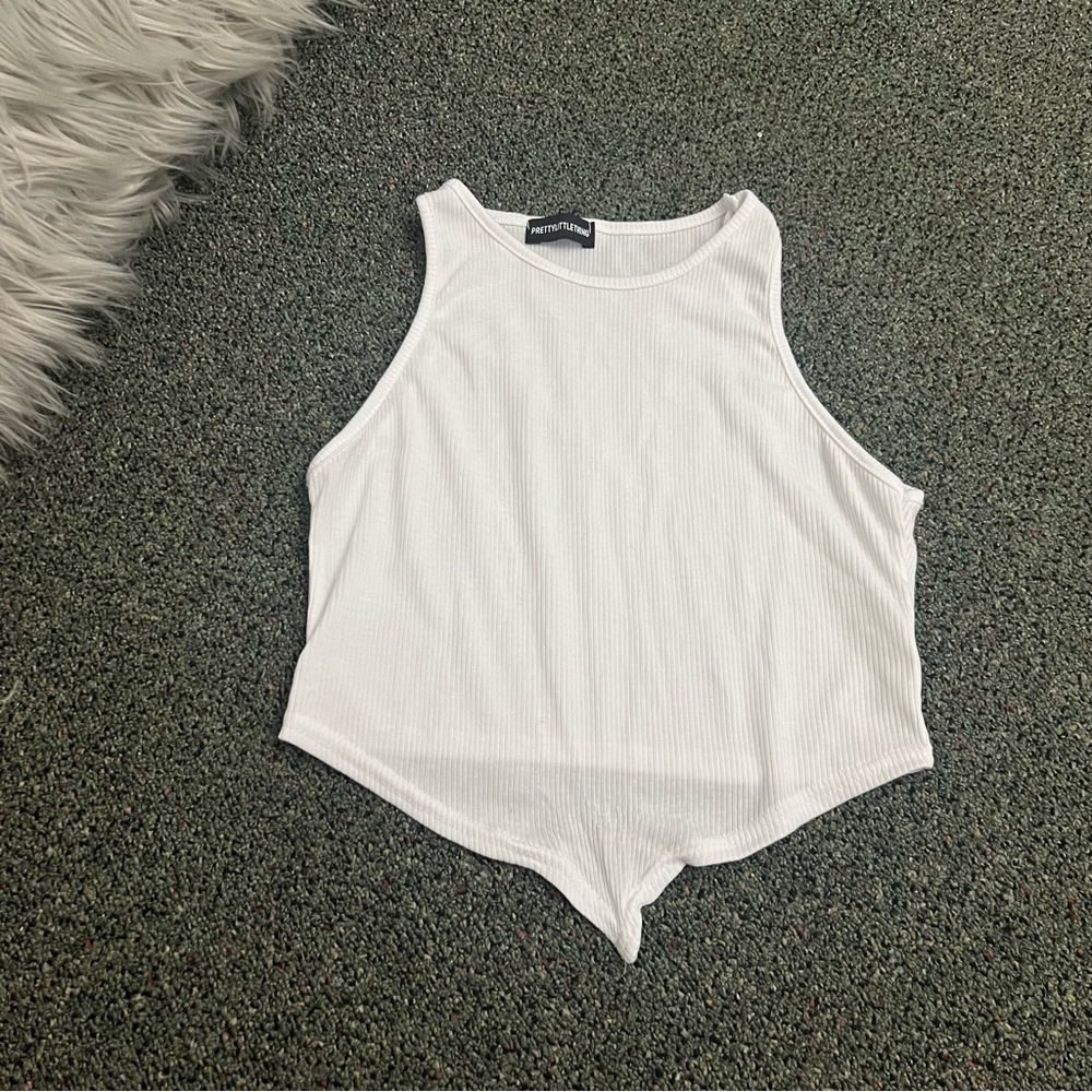 PRETTYLITTLETHING White Triangle Handkercheif Racer Back Tank Top Shirt Top Sz S - Picture 6 of 16
